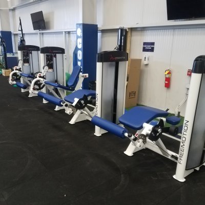 a row of leg machines